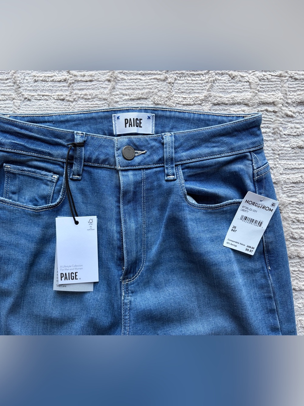 PAIGE wide leg cuff jeans style:genesee and color: Liberty-NWT - Picture 4 of 4